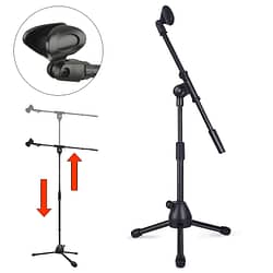 Floor Microphone Tripod Stand Holder Swing Arm Retractable Metal Mic Stand Tripod Stage Performance Live Microphone Bracket